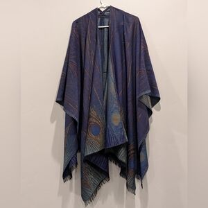 Anu Shawl with Fringe Hem Peacock Wool/Modal/Silk